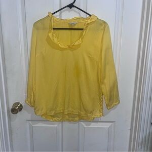 Crown & Ivy Yellow Ruffle Neck Blouse /b-57